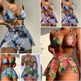 Купальник, раздельный комплект, сексуальная юбка, коллекция 2023, (Трансграничная торговля), европейский стиль, 3 предмета