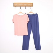 Phương thức bông đồ ngủ nữ mùa hè mỏng lỏng ngắn tay giản dị dịch vụ nhà hai mảnh T-Shirt quần phù hợp với