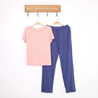 Phương thức bông đồ ngủ nữ mùa hè mỏng lỏng ngắn tay giản dị dịch vụ nhà hai mảnh T-Shirt quần phù hợp với đồ bộ mặc nhà bằng vải thun