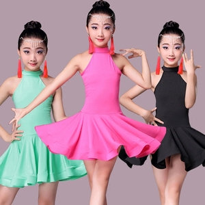 Trẻ em mới của trang phục khiêu vũ Latin nữ thực hành quần áo hiệu suất kiểm tra quần áo cạnh tranh phù hợp với mùa hè ngắn tay trẻ em khiêu vũ Latin váy