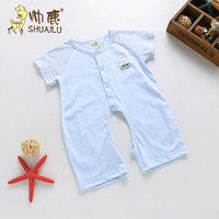 Đẹp trai hươu bông bé mùa hè quần áo nửa tay mở áo jumpsuit nam giới và phụ nữ bé ngắn tay romper quần áo quần áo cho bé