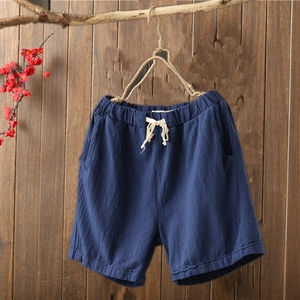 2018 mùa hè gốc văn học cotton và linen năm quần short mùa hè phần mỏng chất béo MM quần âu lỏng kích thước lớn quần