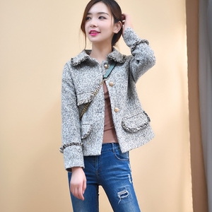 Fancy áo sơ mi thiết kế ban đầu retro người đàn ông nhỏ hương thơm phong cách mùa xuân và mùa thu mô hình tua ngắn nữ áo len