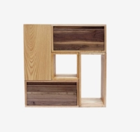 MUMO sồi đỏ mực gỗ combo box kết hợp miễn kệ gỗ khung gỗ tủ gỗ rắn - Buồng tủ 3 buồng
