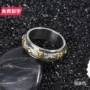 Nhẫn thần chú sáu chữ khí quyển có thể được xoay vòng bằng thép titan trang sức nam hipster nhẫn sáng tạo chữ miễn phí nhẫn cưới bạch kim
