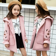 Áo khoác len nữ mùa thu 2018 cho bé gái dày quần áo mùa thu và mùa đông mặc áo len trẻ em lớn trùm đầu - Khác