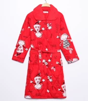 Đặc biệt cung cấp mùa thu và mùa đông của phụ nữ ba lớp ấm đan bằng vải bông mỏng phần áo choàng dài áo choàng tắm bằng vải bông dài áo khoác áo ngủ thu đông Hàn Quốc