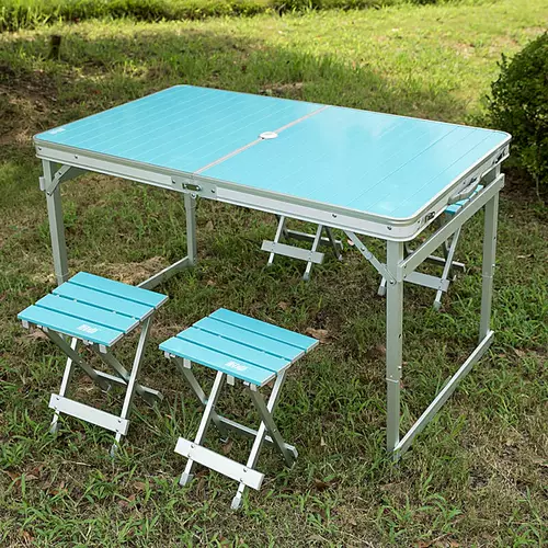 Портативный на открытом воздухе все -алюминиевые сплавные сплавные столы и транспортные средства с креслами с самоотверженным диким столом для барбекю для пикника выставка