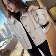Áo khoác len 2018 mới mùa thu đông mùa đông Hàn Quốc thời trang ngắn của phụ nữ len là áo khoác mỏng dành cho nữ. - Áo Hàn Quốc