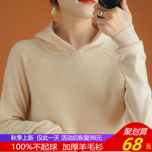 2020 autumn and winter new loose wool sweater women's hooded sweater bottoming shirt thick pullover sweater sweater jacket