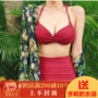 2018 mới Hàn Quốc rượu vang đỏ eo cao che bụng thép tấm tụ tập bikini bikini mảnh mai nữ ao tắm