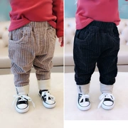 Quần bé trai đôi cộng với quần nhung ấm 1 tuổi 3 quần áo mùa đông cho bé trai và bé gái vải nhung kẻ thường quần dày