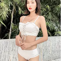 Hàn Quốc áo tắm nữ nhỏ thơm bikini nhỏ ngực thép tấm tụ tập để che bụng là váy xẻ mỏng ba mảnh - Bikinis đồ bơi bikini