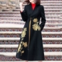 Vanessa gốc Trung Quốc phong cách quốc gia retro thêu nữ trang trí cơ thể là mỏng và dài áo len áo khoác len - Trung bình và dài Coat áo dạ nữ