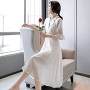 Truy cập thương hiệu váy dài mùa hè đáy quần phù hợp với cổ áo Phiên bản Hàn Quốc của kiểu váy xòe rộng Kiểu váy nữ size lớn - Sản phẩm HOT