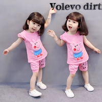 Quần áo trẻ em thủy triều nữ phù hợp với bé gái 0 quần áo trẻ sơ sinh nước ngoài mùa hè 1-3 tuổi Phiên bản Hàn Quốc 2 mùa hè 4 bông 5 - Phù hợp với trẻ em bộ nỉ nhung bé gái