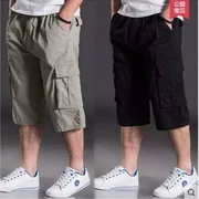 Quần lửng nam mùa hè dụng cụ quần short 7 điểm giản dị XL nhiều túi quần năm điểm - Quần short