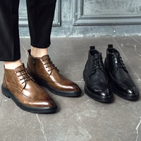Martens, челси, высокие ботинки для кожаной обуви, сапоги для мальчиков в английском стиле для черной кожи, осенние