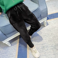 Бархатные зимние штаны для отдыха, детские утепленные джинсы с начесом, коллекция 2021, в корейском стиле