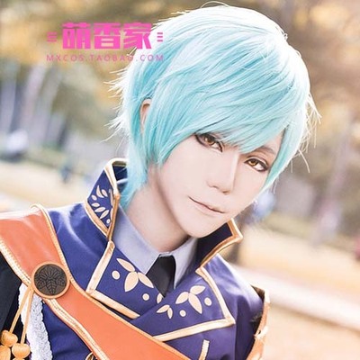 taobao agent Mengxiang Family Sword Dance Dance Wig One Period One Zhen Fake Mao Water Blue Cosplay Wig High -temperature Short Hair