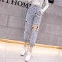 Đầm có cùng một đoạn cạp cao cạp cao mùa xuân phiên bản Hàn Quốc của quần mới nữ 2019 quần jeans 9 điểm nữ - Quần jean thoi trang cong so