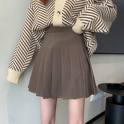 taobao agent Autumn colored pleated skirt, mini-skirt, plus size, high waist, fitted, A-line