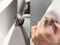 925 sterling bạc giá trị cũ punk hip hop thủy triều rỗng độc đoán chỉ số nhẫn ngón tay - Nhẫn nhẫn nam vàng tây