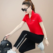 Áo nữ mùa hè tay ngắn 361 bộ đồ thể thao 2019 Jordan phiên bản Hàn Quốc mới của quần cotton size lớn thương hiệu quần áo nữ - Thể thao sau