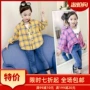 Áo khoác bé gái mùa thu 2019 phiên bản mới Hàn Quốc của những đứa trẻ lớn khí chất lưới bé gái dài tay mỏng - Áo sơ mi kinh doanh quần áo trẻ em