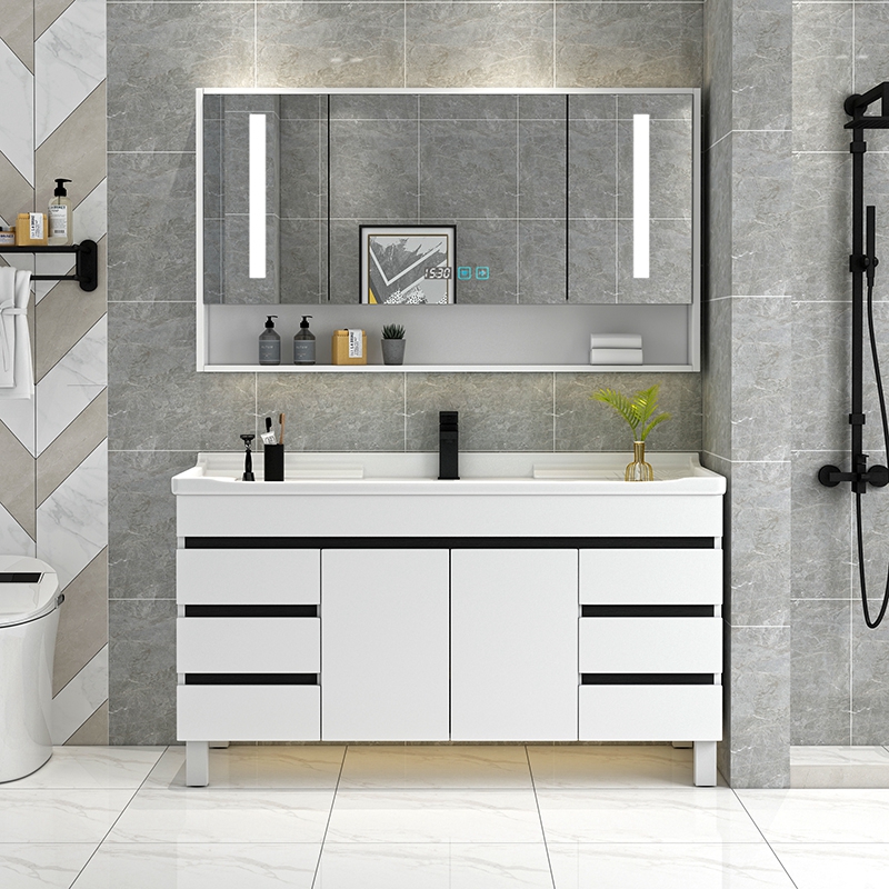 tủ gương treo tường phòng tắm Kết hợp tủ phòng tắm từ sàn đến trần bằng gỗ nguyên khối bảo vệ môi trường không sơn chậu rửa chậu rửa chậu rửa phòng tắm tủ gương thông minh tủ gương wc tu guong nha tam