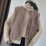 Dưa hấu Trang chủ Màu cam Mùa thu và mùa đông Hàn Quốc của bộ lông dày ấm áp một chiếc áo khoác vest nữ không tay - Áo vest