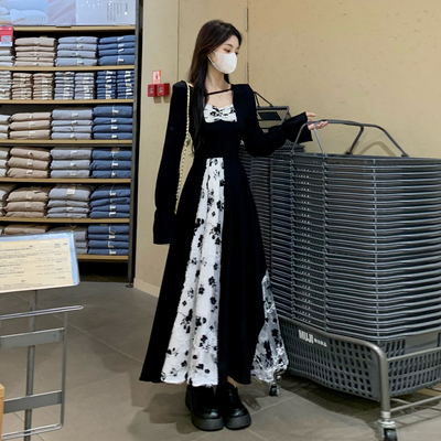 taobao agent Autumn long skirt, dress, for plus size ladies, long sleeve, fitted