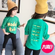 Áo thun bé gái dài tay in chữ trẻ em lớn 2018 từ bi mới cho trẻ em mặc mùa thu nữ mùa thu nữ phiên bản Hàn Quốc