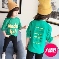 Áo thun bé gái dài tay in chữ trẻ em lớn 2018 từ bi mới cho trẻ em mặc mùa thu nữ mùa thu nữ phiên bản Hàn Quốc áo thun trẻ em đẹp
