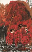 Li Keran Wanshan Red Traven Prandscape Painting Painted Painting Art Micro Spray Copy Painting Оригинальная HD украшение живопись