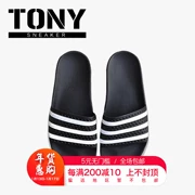 Adidas Adilette Cỏ ba lá sọc trắng đen nam và nữ thể thao