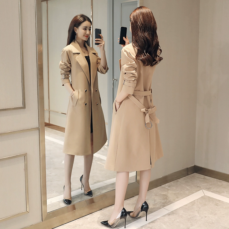 Áo khoác gió cho nữ dài mùa xuân 2020 phong cách mới khí chất cao cấp áo khoác 30 đến 40 tuổi - Trench Coat