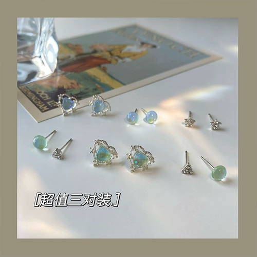 Серьги, небольшой дизайнерский комплект, серебро 925 пробы, простой и элегантный дизайн