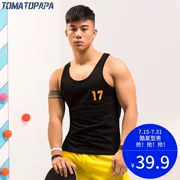 TOMATOPAPA Bản gốc xu hướng đường phố châu Âu và Mỹ cá tính kỹ thuật số bỏ túi vest thể thao chạy bộ mồ hôi vest - Lót