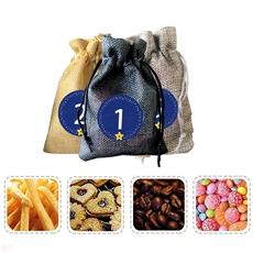 Burlap мешок 供货三色24圣诞降临倒计时日历装饰小布袋24数字星星贴纸套装