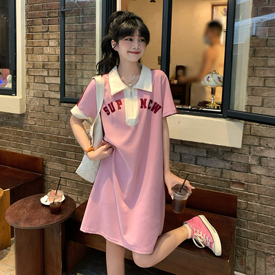 taobao agent Summer short sleeve T-shirt, T-shirt dress, plus size, polo collar, fitted