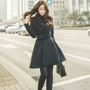 Áo khoác nữ cao cấp 2018 mùa đông Áo len dáng xòe Hàn Quốc Áo len cao eo A-line Váy len nữ - Áo Hàn Quốc
