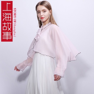 上海故事2021新款潮牌夏天遮阳防晒披肩女防晒衣斗篷仙女洋气雪纺