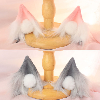 taobao agent Pure handmade cosplay versatile animal ear plush fox ears lolita hair ball gray gray gray beast ears