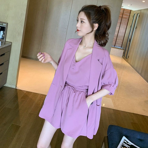 Пиджак классического кроя, летний комплект, куртка, жилет, шорты, яркий броский стиль, 3 предмета, свободный крой, в западном стиле