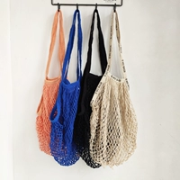 Хлопковая плетеная экологичная сумка на одно плечо, шоппер, фруктовая сетчатая сумка