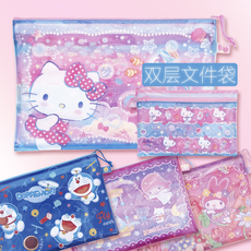 Сумка для документов 香港正版双子星kitty melody双层学生文具儿童a4文件袋资料收纳袋