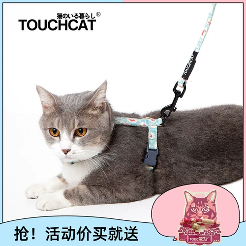 Touchcat Cat привел веревку веревку ходячи