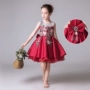 Trẻ em ăn mặc công chúa màu đỏ váy cô gái bông hoa sinh nhật chương trình trẻ em cho thấy chủ nhà trang phục piano mùa hè - Váy trẻ em váy đầm đẹp