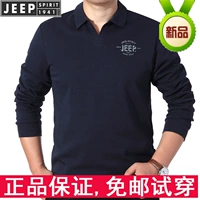 JEEP Jeep áo thun dài tay nam mùa xuân và mùa thu ve áo lỏng lẻo chạm đáy áo polo xanh trung niên cotton giản dị quần áo nam - Áo phông ngắn áo phông nam tay ngắn đen 